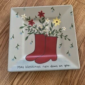 Floral Rain Boots Decorative Plate